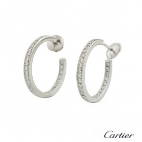 Cartier 18k White Gold Diamond Hoop Earrings 2.44ct